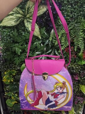 Hot Pink Sailor Moon Graphic Crossbody Backpack